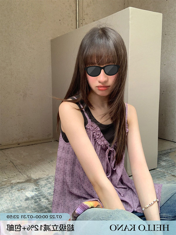 你好卡农 小众设计感波点吊带背心女夏季2025新款无袖上衣两件套|undefined