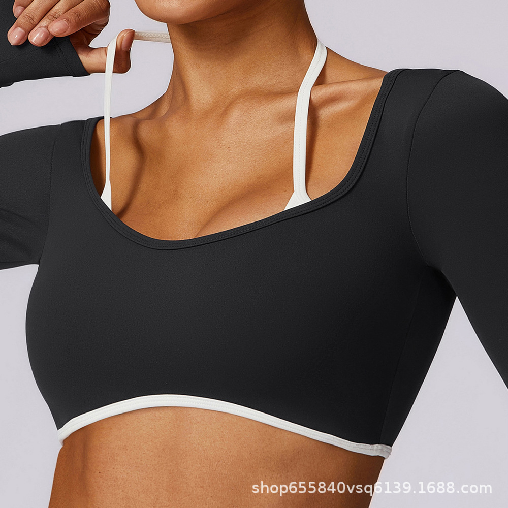 Desnudo delgado seco rápido ropa de yoga de espalda camiseta deportiva de manga larga camiseta de ejercicio de manga larga image 3
