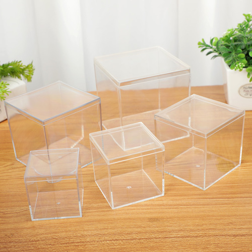 Multi-size square box acrylic square plastic box candy box transparent sky and earth cover manicure packaging box wholesale