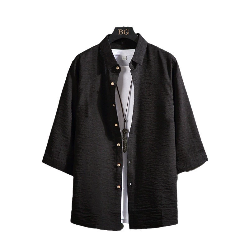 Summer Solid Shirt, Cotton-Linen Oversize, Plus-Size Casual Button-Up (M–7XL)