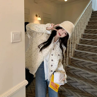 小香风外套女秋季2026新款设计感彩色波点流苏宽松高级感长袖上衣