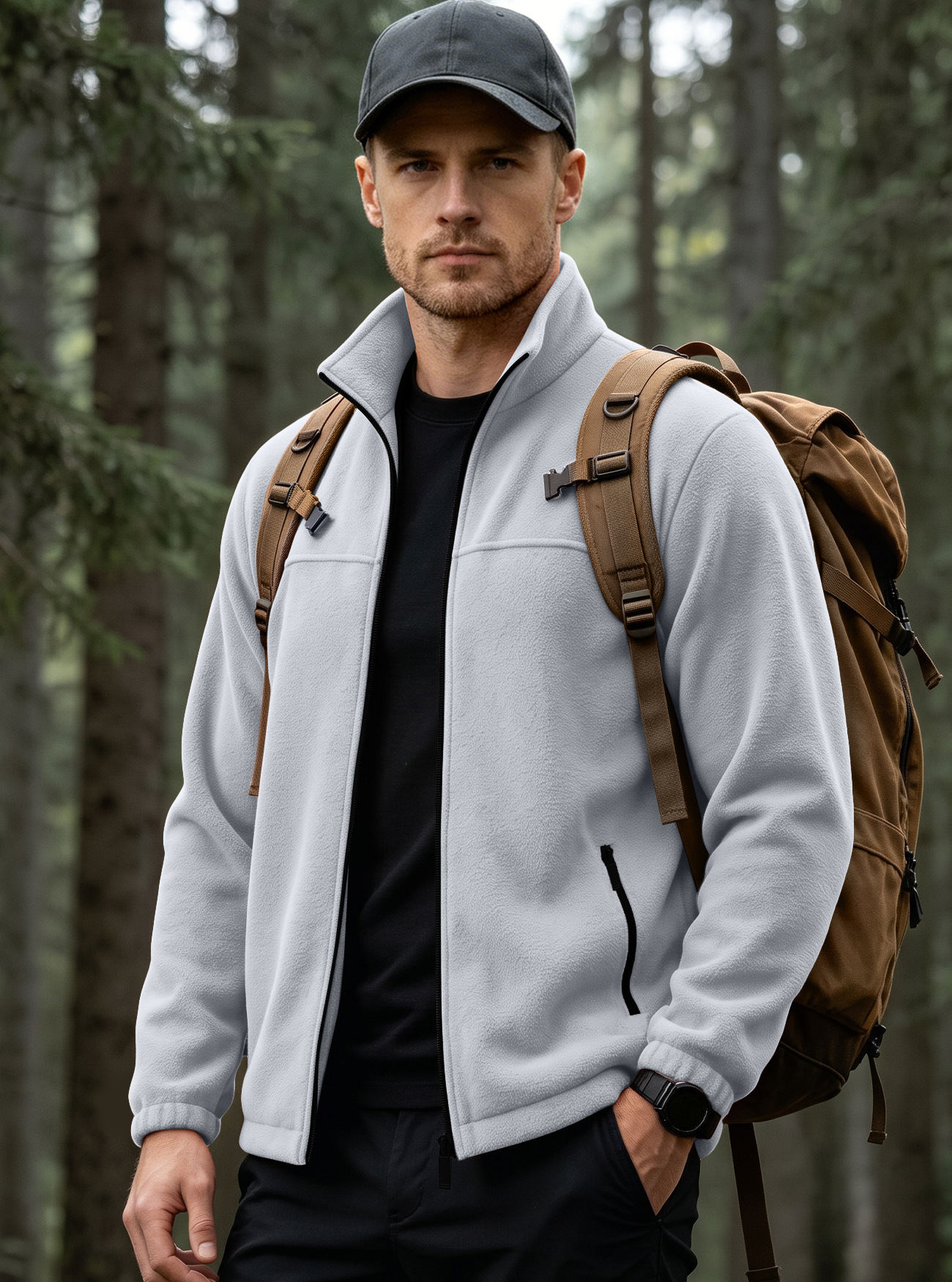 Sudadera con Cuello Alto de Forro Polar para Hombre 380g de Poliéster Térmico para Ocio image 10