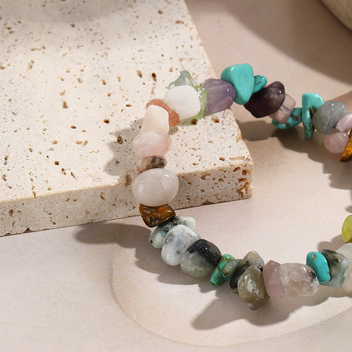 jewelry Bohemian colored gravel bracelet jewelry natural stone bracelet_voghion.com