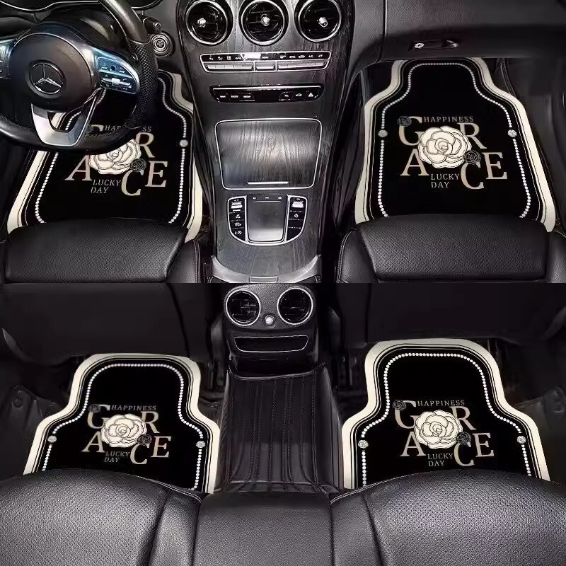 Chanel-Style Car Interior Silk Loop Floor Mats, Universal Non-Slip Foot Mats, Easy-To-Clean Car Mats, Special Interior Floor Mats Chanel-Style Car Interior Silk Loop Floor Mats, Universal Non-Slip Foot Mats, Easy-To-Clean Car Mats, Special Interior Floor Mats