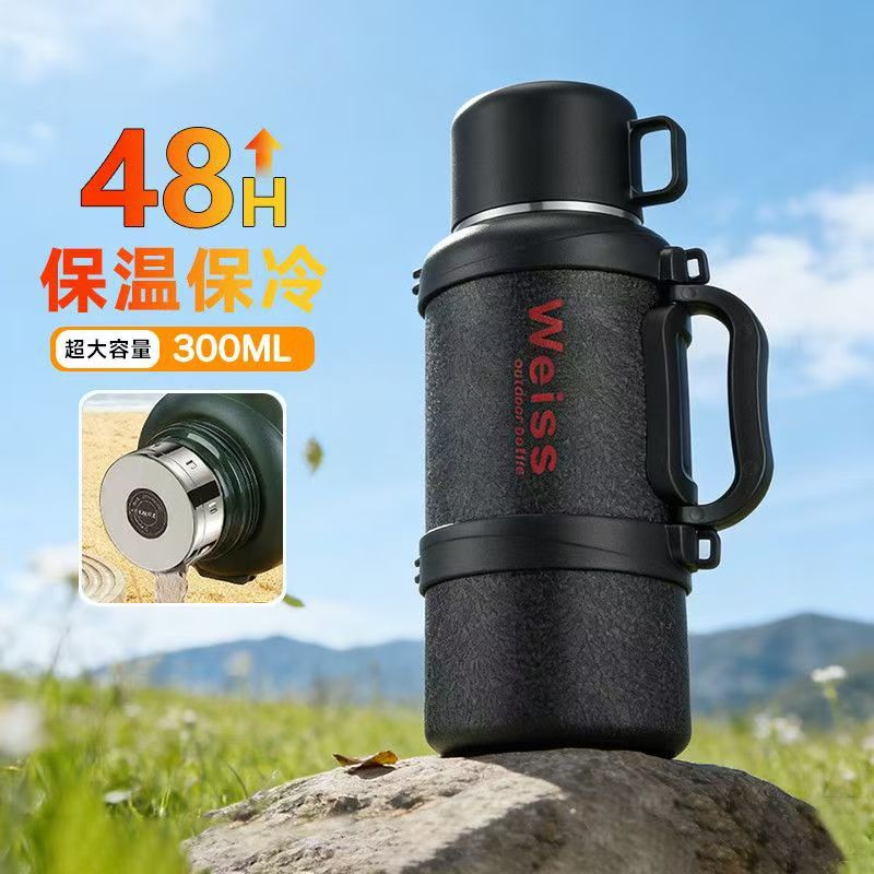 Weishui ultra-large capacity outdoor portable all-steel 316 stainless steel travel kettle with tea-water separation and insulation for car use
