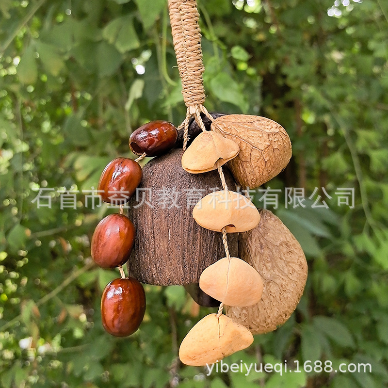 水銅鐘、果実の殻、手振り鐘、天然植物吊り下げ装飾品、手工芸品、音響療法楽器、伴奏音束、風鈴紐|undefined