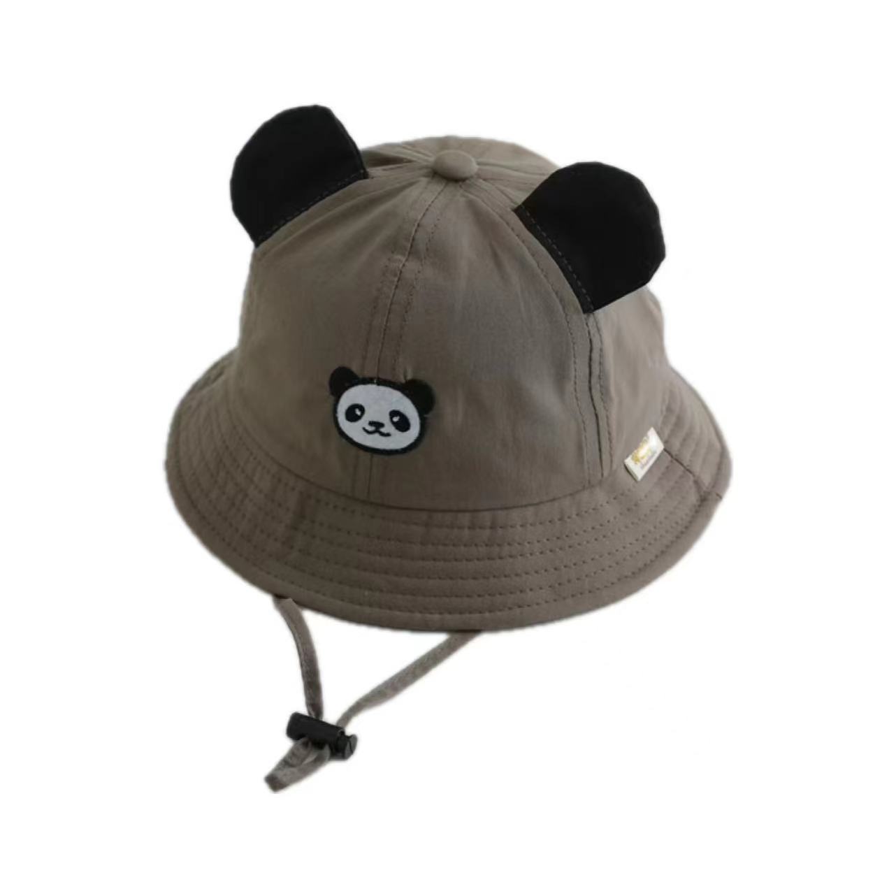 2025 primavera súper lindo sombrero panda para niños bordado gorra de bambú gorra respirable gorra de pescador bebé con cuerda de aire