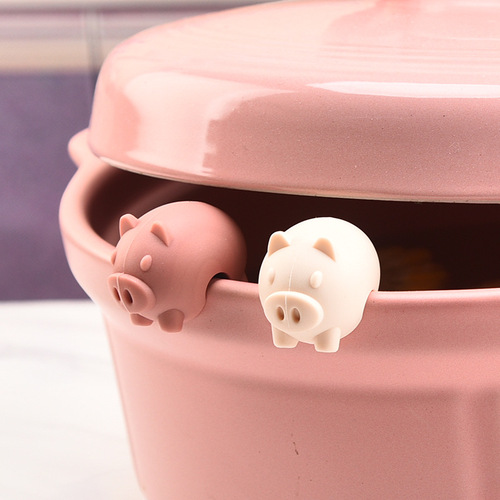 Cartoon pig silicone anti-overflow pot lid clip household kitchen gadgets soup pot lid clip