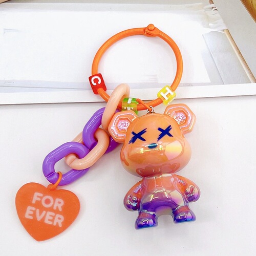 Yi Lian's new candy-colored acrylic bear keychain pendant pearlescent electroplated bear bag pendant student gift