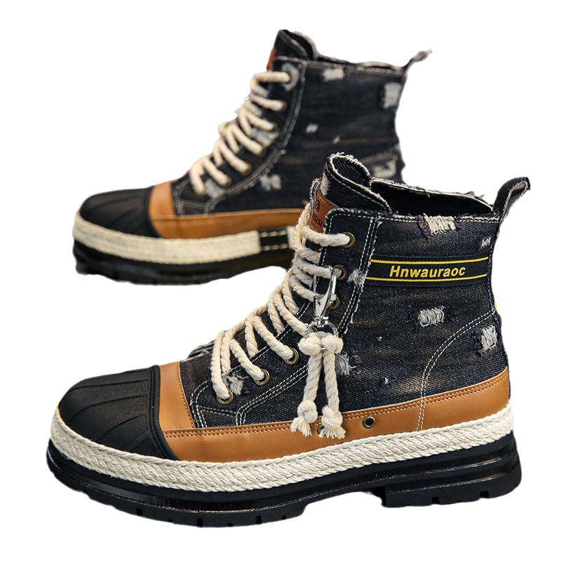 Martens, demi-season denim boots, footwear, (Cross-border trading)