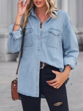 E 66766 Women's Light Denim Shirt ǳɫţ�г��� ŷ���羳