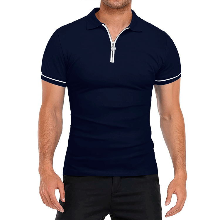 Sommer Neues Hemd Dünne Kurzarm Herren Polo Kragen Einfarbig Slim Fit T-Shirt Top_voghion.com