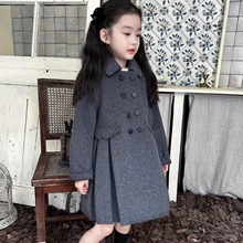 女童韩版双面呢子大衣童装2025春秋新款宝宝洋气儿童毛呢外套