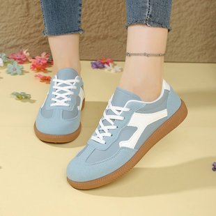 Cross-Border Spot Large Size Soft-Soled German Training Shoes, Sports Shoes, European and American Retro Color Matching Lace-Up Lightweight Jogging Women's Shoes Wholesale