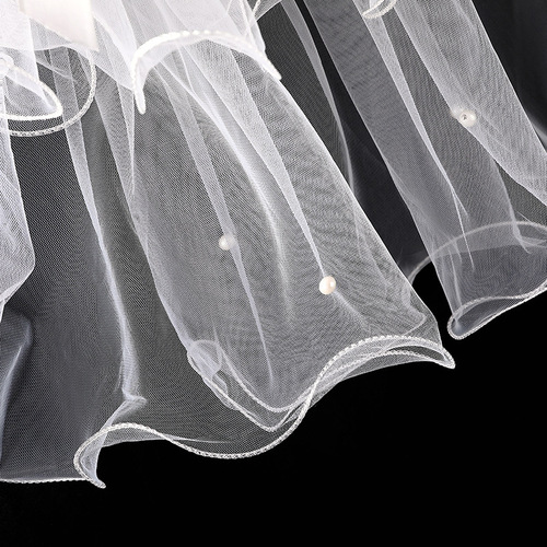 Bridal veil double-layered bow ceremonial curling nail pearl veil children's photo ribbon veil party event