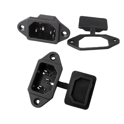 C14 waterproof brand socket three-core AC power socket 10A pure copper core printer battery cart power supply