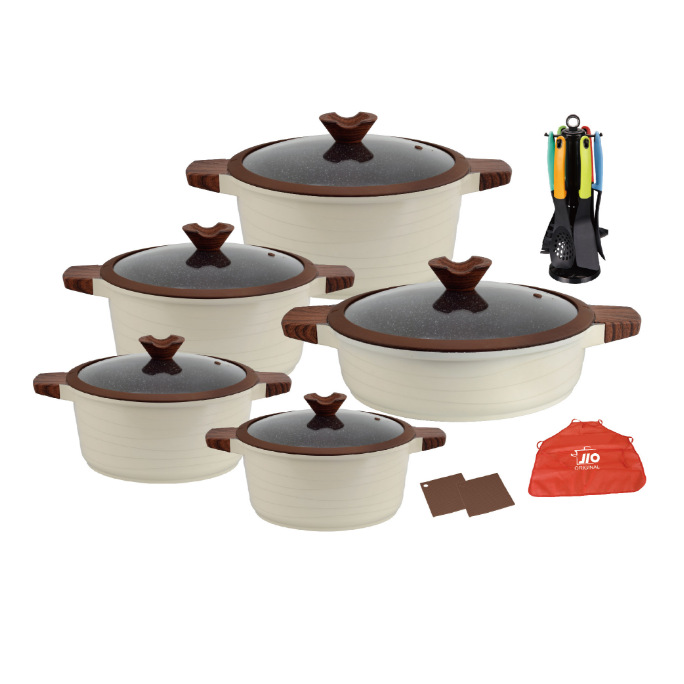 UCC LIFE 20PCS Granito Rayas horizontales Olla de aluminio fundido a presión Cazuela antiadherente Olla de sopa de piedra médica Freír profundamente JIO