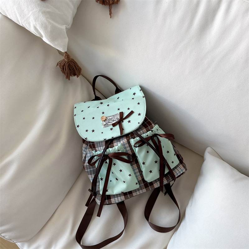 Dolce y lindo arco, mochila verde menta, mochila de moda, bolsas escolares de escuela primaria, moda