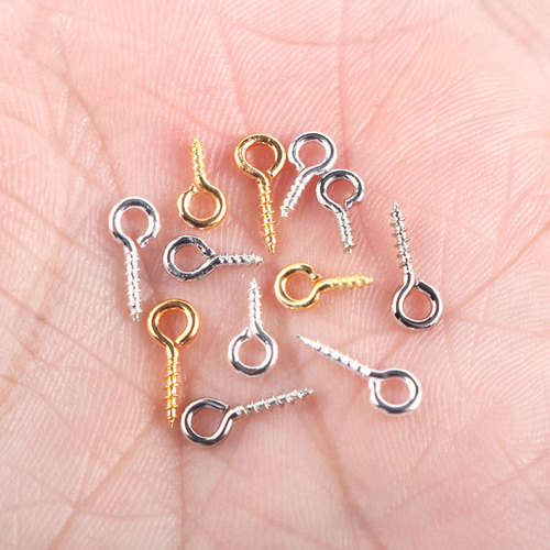 Cross-border 8/10mm boxed metal threaded horn nails diy jewelry accessories flat head sheep eye screws