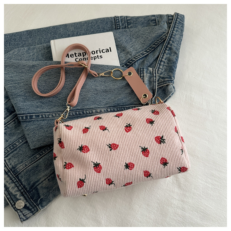 Korean version Instagram fashion cute girl pillow bag 2024 summer new simple casual corduroy single shoulder diagonal_voghion.com