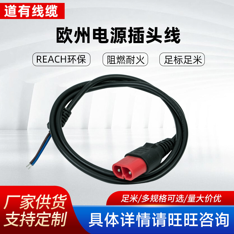 VDE认证欧式双圆插头H05VV-F电源线250V16A无氧铜阻燃护套线国标