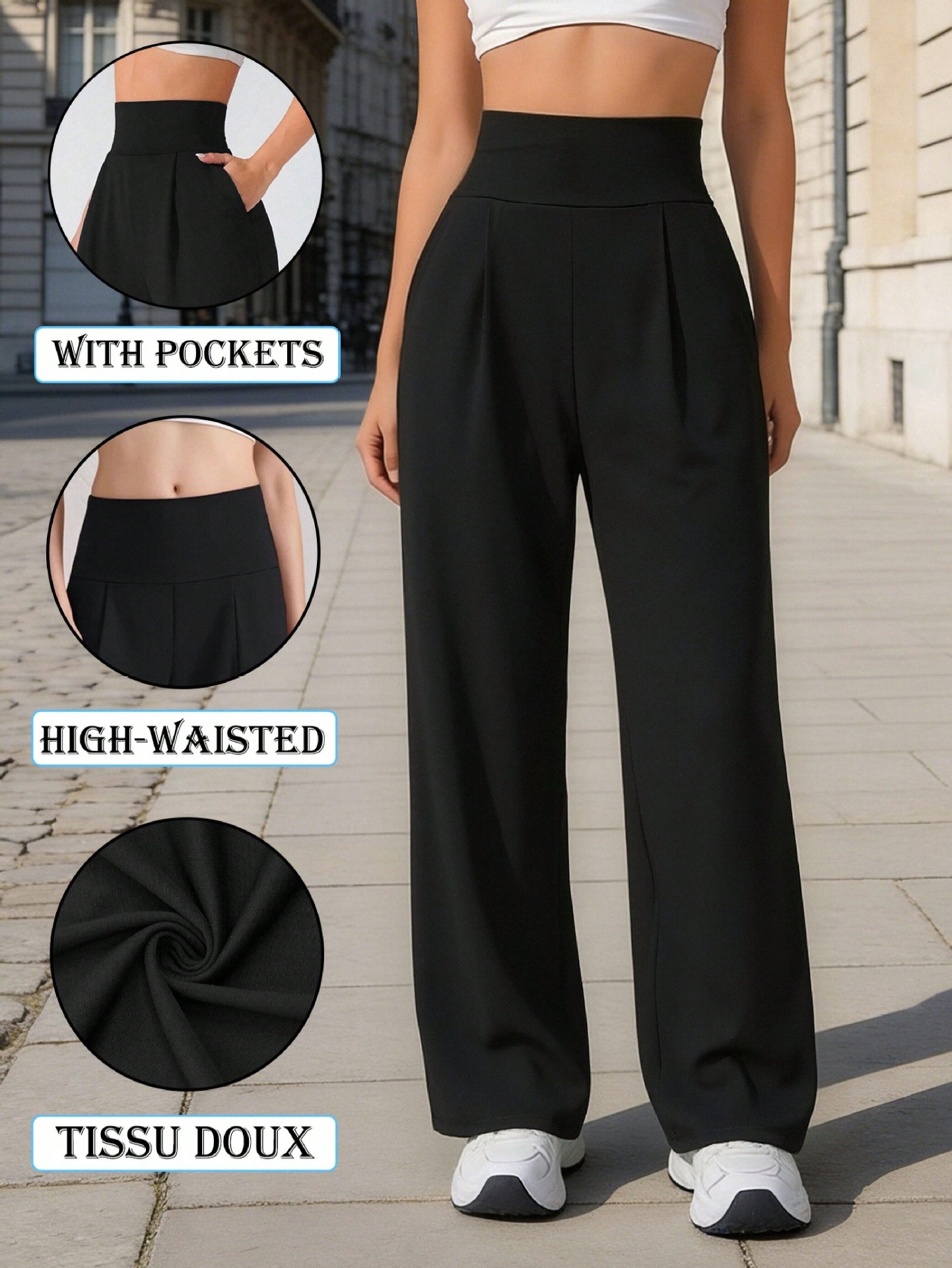 Europa y los Estados Unidos cruzan la frontera pantalones de traje de piernas anchas pantalones de yoga de cintura alta relajados pantalones de fitness casuales pantalones de moda deportes minimalistas pantalones femeninos image 7