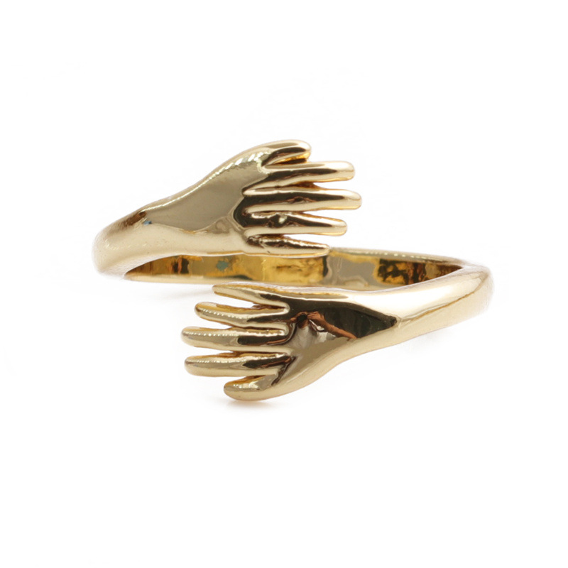 fashion gold-plated copper two-handed open ring