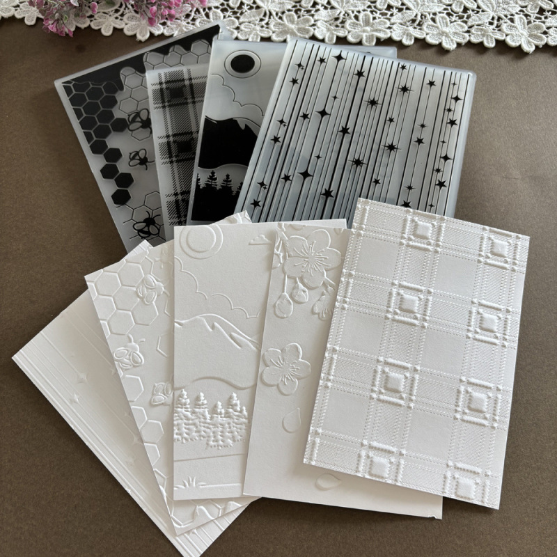 4.8mm 3D蜂网纹理板塑料凹凸压花板压花印夹片相册贺卡手帐模板|undefined