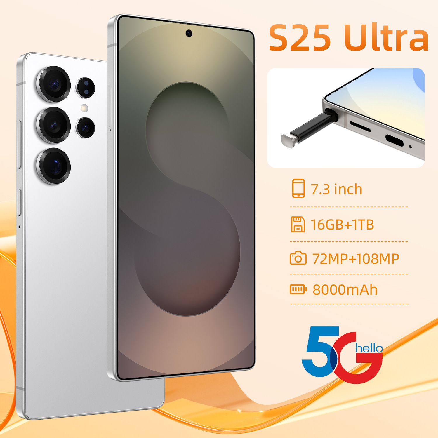 跨境S25 Ultra+安卓16+1T智能工厂手机7.3大屏源头厂家速卖通OZON