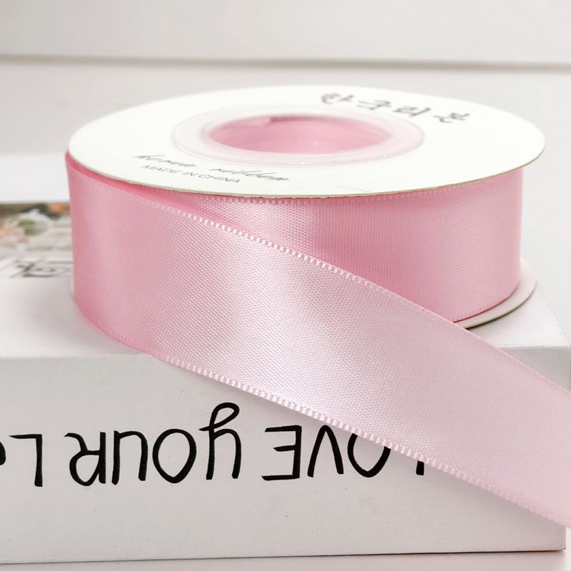 Cinta de pastel de 2,5 cm cinta de decoración de boda al por mayor rosa hecha a mano arco de bricolaje flor cinta de satén