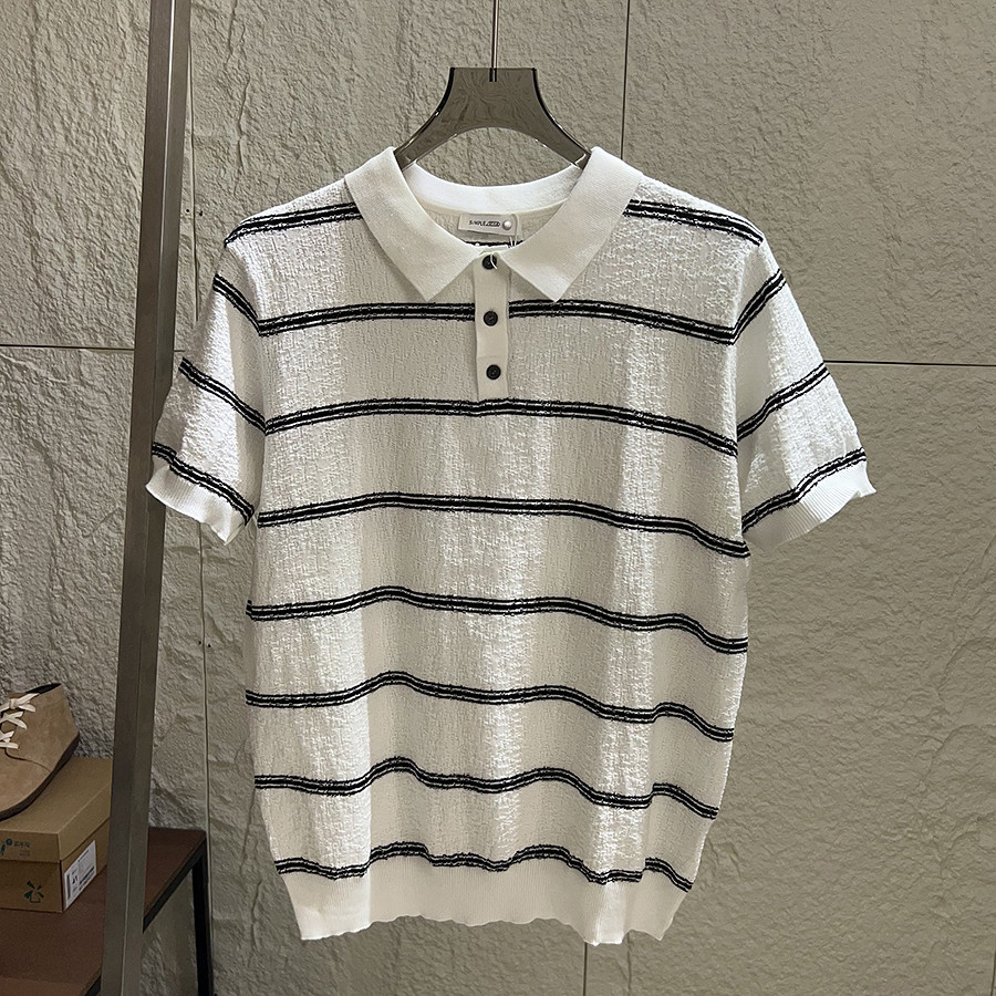 Polo camiseta de punto camiseta de manga corta hombre V-collar gaviota collar solapa vieja camiseta de hielo de viento de verano fábrica transfronteriza al por mayor image 7