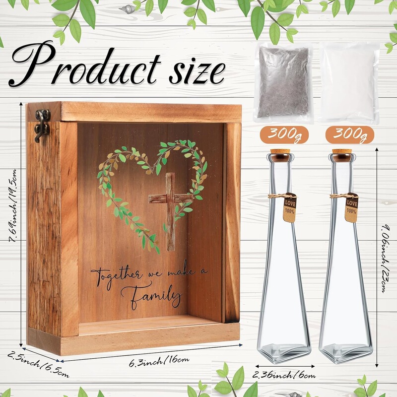 Love Cross Wedding Ceremony Set with Liquid Sand, Wooden Shadow Box Photo Frame, Church Wedding Newlywed Souvenir Love Cross Wedding Ceremony Set with Liquid Sand, Wooden Shadow Box Photo Frame, Church Wedding Newlywed Souvenir