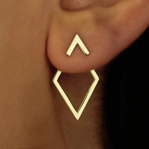Bestselling European and American creative minimalist geometric rhombus hollow earrings double-layer high-end design elegant woman quality earrings
