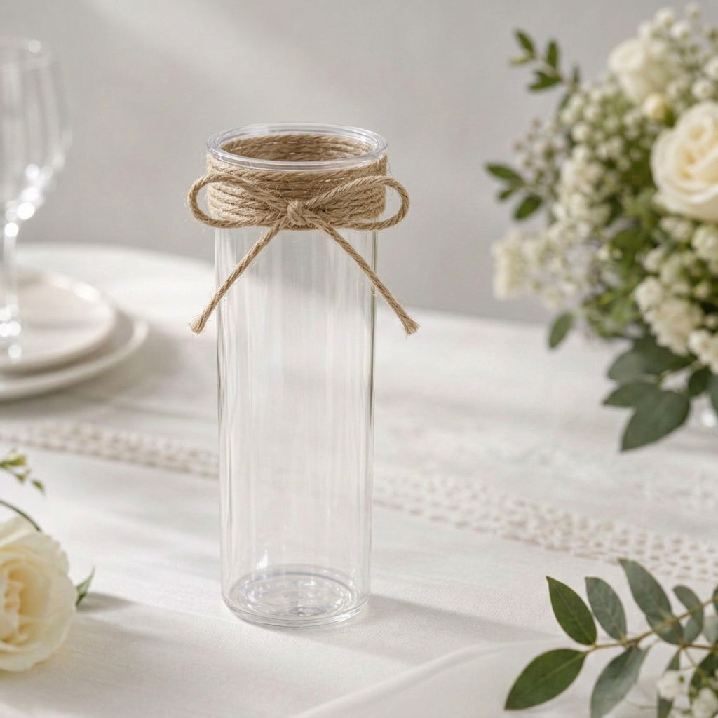 Hemp rope knot + transparent vase / 5.4*5.2*17.8cm