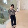 girl suit Leopard Short sleeved letter jacket Plus trousers 21 Summer wear new pattern Foreign trade Children's clothing On behalf of 3-8 year