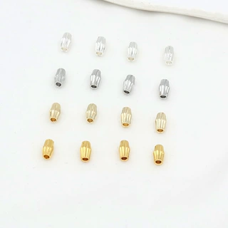 保色18K真金批花米珠铜隔珠手链项链长方扭珠手工diy材料饰品配件