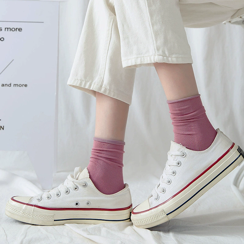 Thin colored spring summer socks, velvet Japanese breathable swan, mid-length, wholesale
