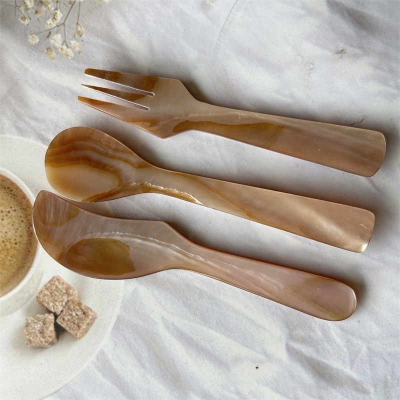 Shell Fork Three-Piece Set Ice Cream Tableware Home Hotel Creative Soup Spoon Fruit Pastry Knife_voghion.com