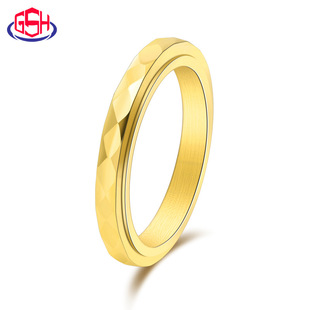 Diamond Niche Jewelry Women's Cut Narrow Edition Finger Ring Stainless Steel Rotatable Ring Simple 18K Gold Jewelry