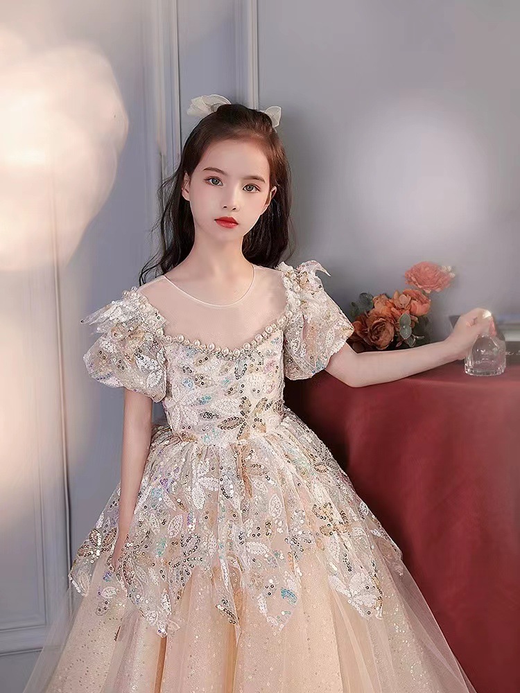 Robe de princesse pour fille en tulle et coton pour spectacles_voghion.com