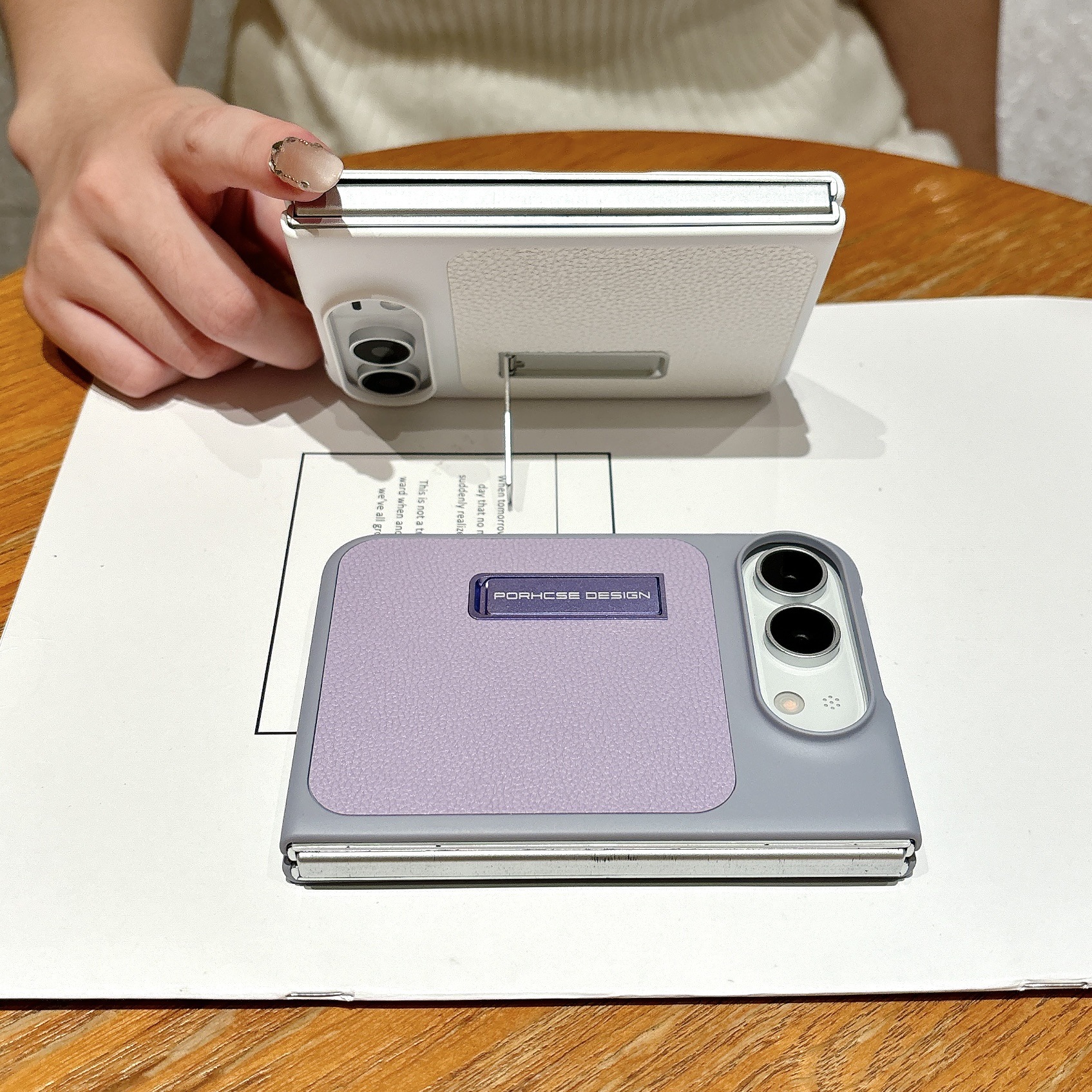 Funda de Cuero para Teléfono Plegable iPhone Duo de Cuero PU con Soporte Anticaída image 5