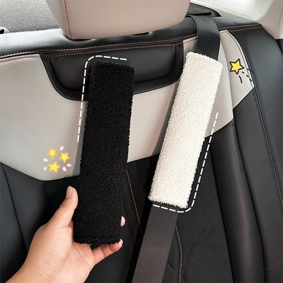 Belt Shoulder Pads, Comfortable Lambswool: Seat belt shoulder pad