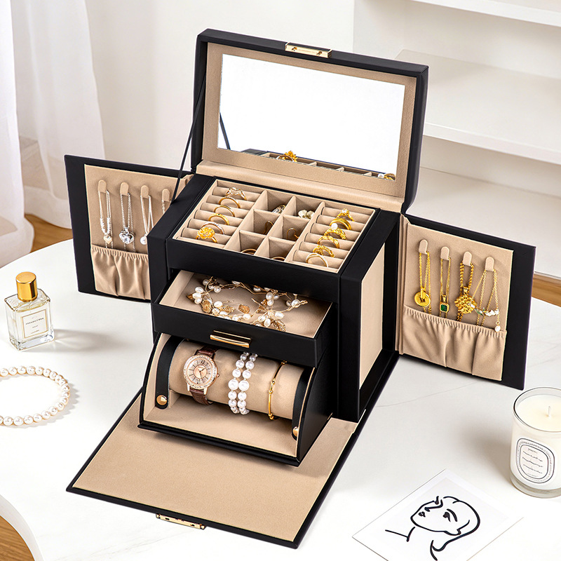 Kindergarten Large-Capacity Jewelry Box Household High-End Jewelry Box Bracelet Watch Necklace Ring Jewelry Storage Box