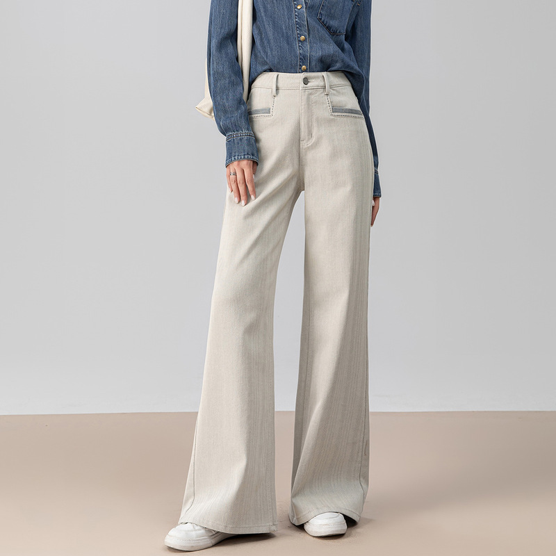 Xinge Casual Wide-Leg Denim Bell-Bottom Pants for Women 2025 Autum New High-Waisted and Sassy Floor-Length Slightly Flared Pants