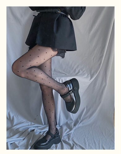 Black stockings women's summer thin trendy Internet celebrity ins dark style JK bottoming socks jacquard stockings pantyhose