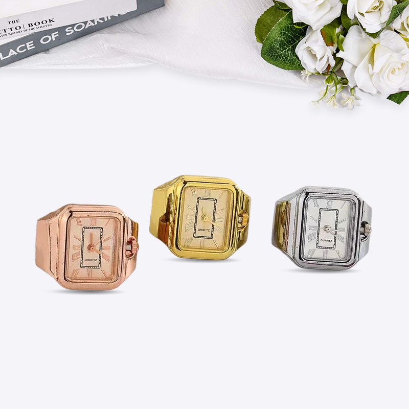 Popular Square Fashion Ring Watches and Accessories on Foreign Trade Websites That Can Be Used to Tell the Time, Quartz Wristwatches