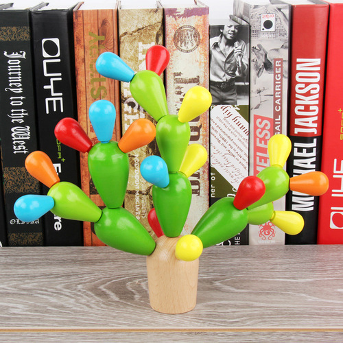 Wholesale children's wooden cactus assembly and baby's hands-on ability to disassemble and assemble cactus wooden building block toys