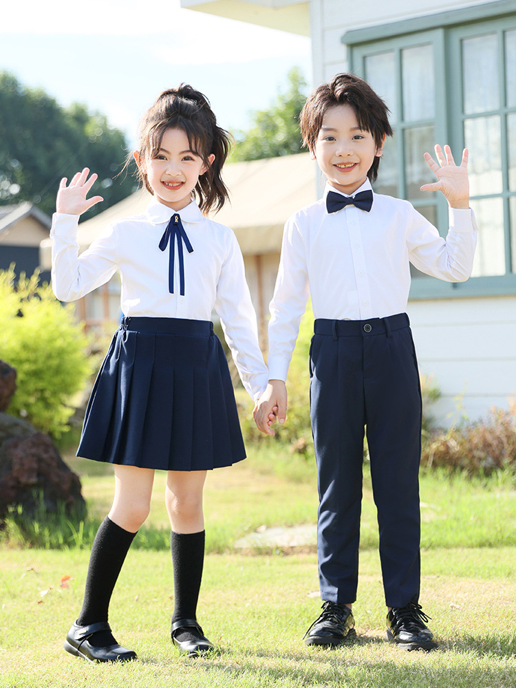 Conjunto de ropa de actuación de la escuela primaria, uniforme de jardín de infantes, uniforme escolar para niños y niñas, uniforme escolar, uniforme de clase para niños mayores