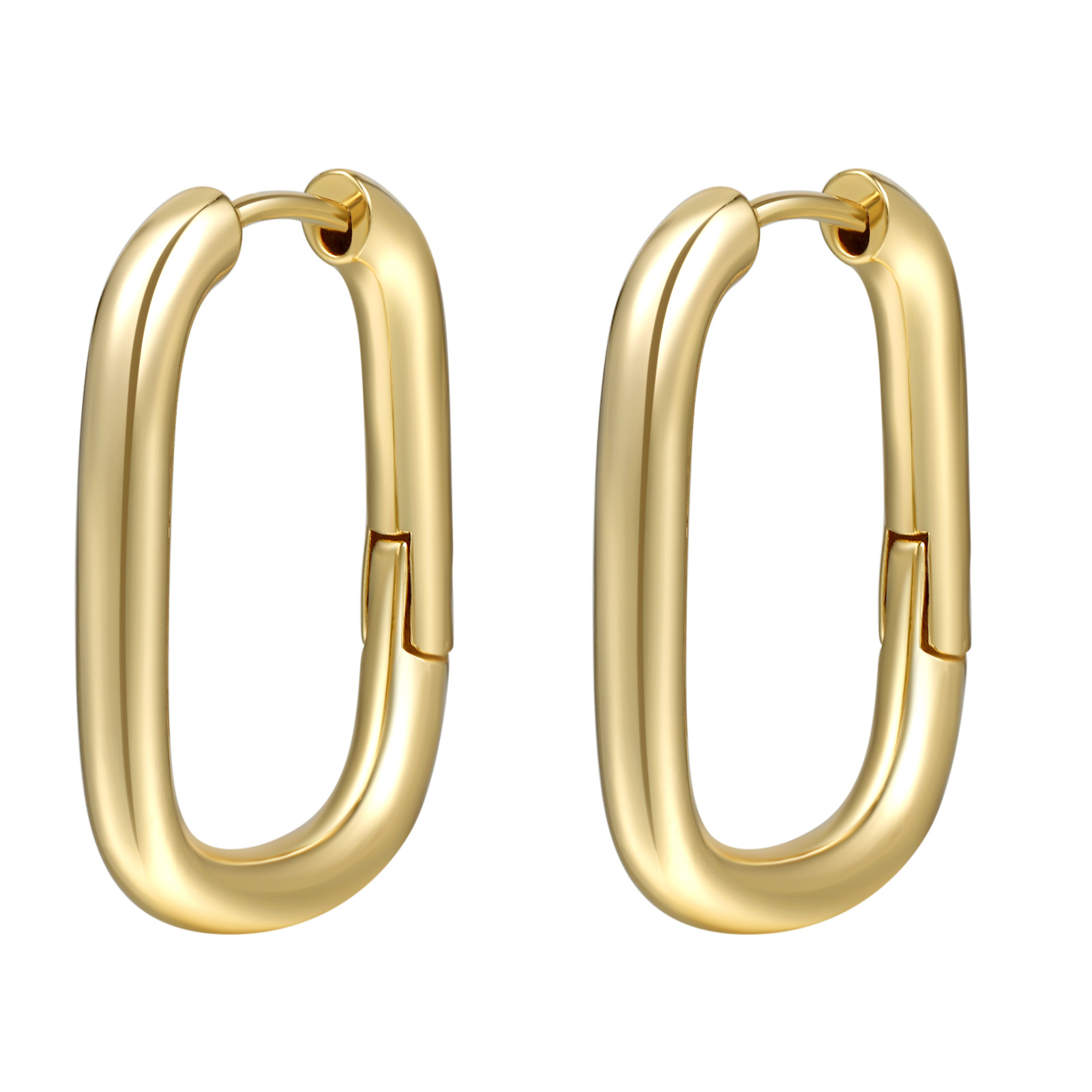 simple 18K real gold copper zirconium smooth earrings women