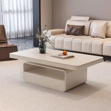 小户型高级设计师客厅家用奶油现代轻奢长方形茶桌岩板茶几新款